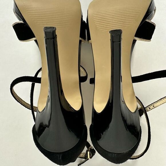 Lilly Pulitzer Bella Black Gold Strappy Heel size 7.5M - Picture 11 of 14